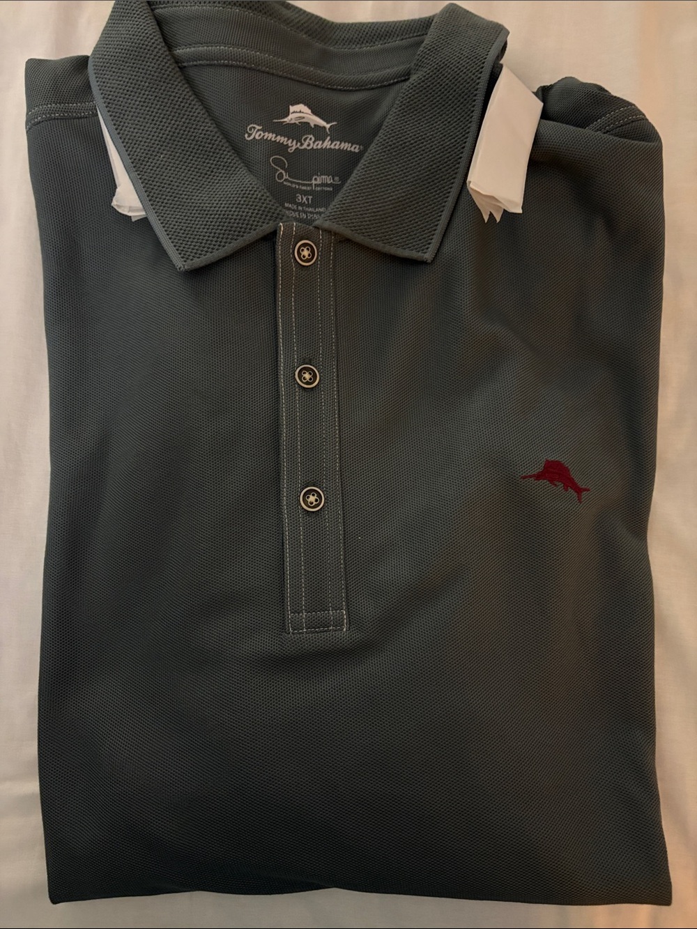 Tommy Bahama Men's Dark Slate Green Polo with Marlin Embroidery